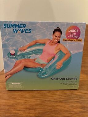 Summer Waves Chill Out Lounge Inflatable Pool Float NIB Teal